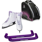 Jackson Ultima SoftSkate - Patines de hielo para mujer, paquete con bolsa Jackson, protectores de patines Guardog, color morado