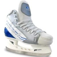 BOTAS – CRISTALO 171 – Patines sobre hielo para mujer | Fabricado en Europa (República Checa) | Color: Blanco con hockey sobre hielo azul.