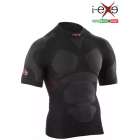 I-EXE Made in Italy - Camiseta de compresión de manga corta multizona para hombre - Color: negro con rojo