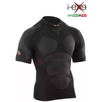 I-EXE Made in Italy – Camiseta de compresión de manga corta multizona para hombre – Color: negro con rojo Camisas y camisetas de compresión