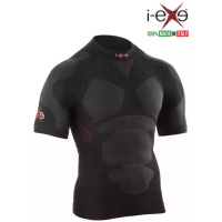I-EXE Made in Italy - Men's Multizone Short Sleeve Compression Shirt - Color: Black with Red