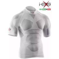 I-EXE Made in Italy - Men's Multizone Short Sleeve Compression Shirt - Color: White with Black