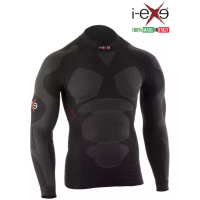I-EXE Made in Italy - Men's Multizone Long Sleeve Compression Shirt - Color: Black with Red