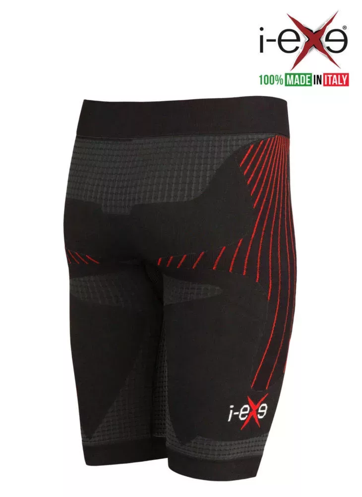I-EXE Made in Italy – Short de Compression Multizone pour Femme – Couleur : Noir avec Rouge Shorts et pantalons de compression