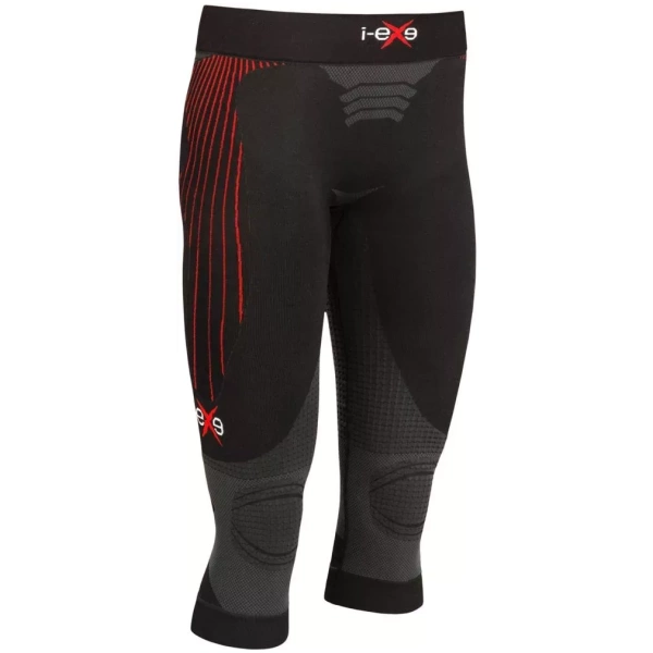 I-EXE Made in Italy – Pantalón Capri Medias de Compresión Multizona para Mujer – Color: Negro con Rojo Pantalones cortos y pantalones de compresión