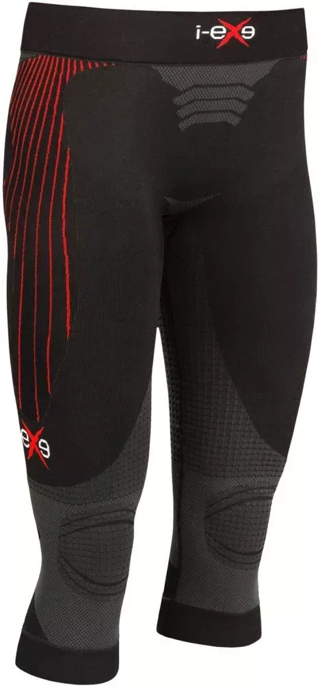 I-EXE Made in Italy – Multizone Compression Women’s Tights Capri Pants – Color: Black with Red Compression Shorts and Pants