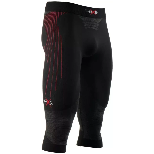 I-EXE Made in Italy – Collants Capri Multizone Compression pour Homme – Couleur : Noir avec Rouge Shorts et pantalons de compression