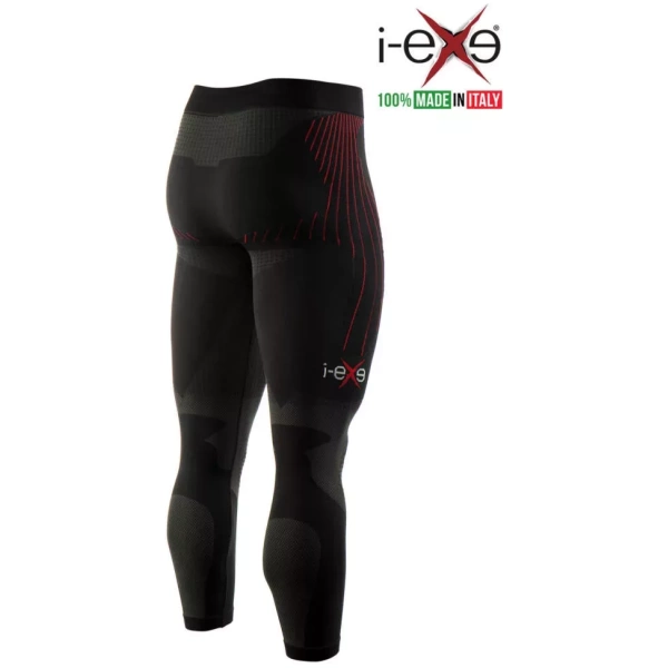 I-EXE Made in Italy – Pantalon collant de compression multizone pour homme – Couleur : noir avec rouge Shorts et pantalons de compression