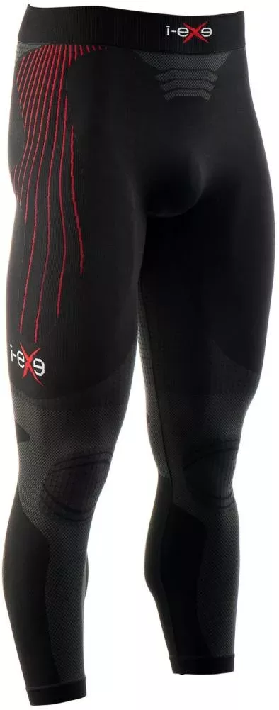 I-EXE Made in Italy – Multizone-Kompressions-Tights-Hose für Herren – Farbe: Schwarz mit Rot Kompressionsshorts und -hosen