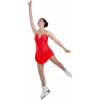 Eiskunstlaufkleid Stil A22 Roter italienischer Stoff, handgefertigt Eiskunstlaufkleider Eiskunstlaufkleid
