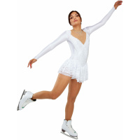 Eiskunstlaufkleid, Stil A21, weißer italienischer Stoff, handgefertigt Eiskunstlauf-Kleider. Eiskunstlauf-Kleid