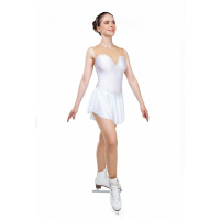 Eiskunstlaufkleid, Stil A22, weißer italienischer Stoff, handgefertigt Eiskunstlauf-Kleider. Eiskunstlauf-Kleid