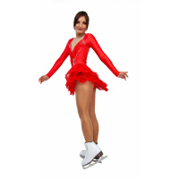 Vestido de patinaje artístico estilo A21 tela italiana roja, hecho a mano Vestidos de patinaje artístico vestido de patinaje artístico