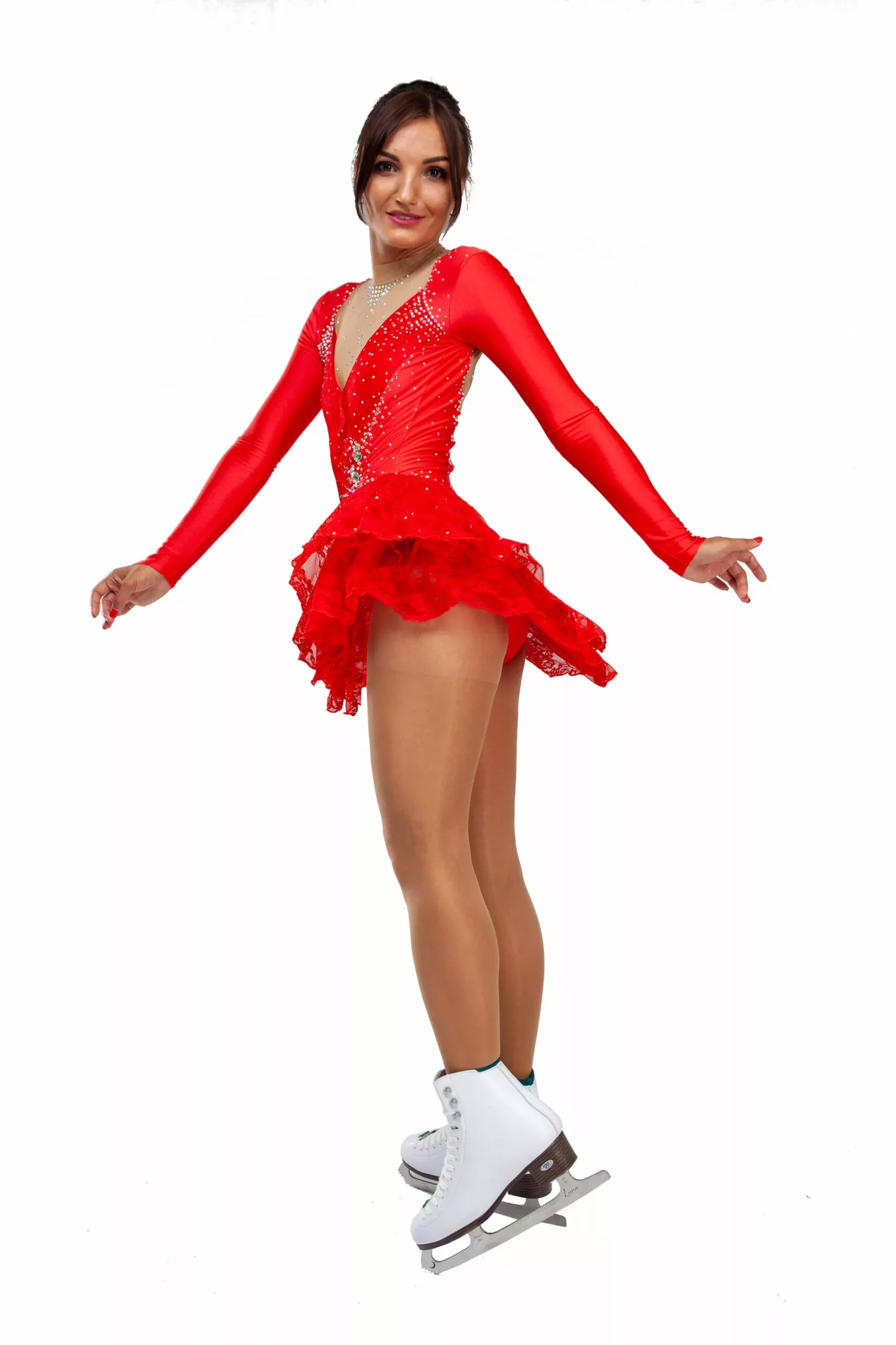 Robe de patinage artistique SGmoda Style : A21 / Rouge - SKATE GURU INC