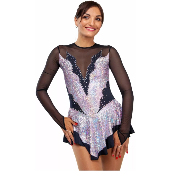 Robe de patinage artistique SGmoda Style : Style : A14 / Argent/Hologramme Robes