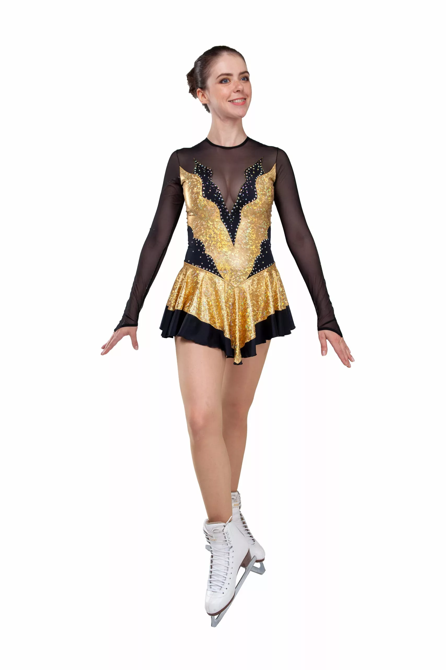 Robe de patinage artistique SGmoda Style : Style : A14 / Or/Hologramme Robes
