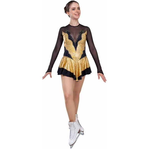 Robe de patinage artistique SGmoda Style : Style : A14 / Or/Hologramme Robes