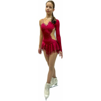 Eiskunstlaufkleid Stil A23 Bordo aus italienischem Stoff, handgefertigt Eiskunstlauf-Kleider. Eiskunstlauf-Kleid