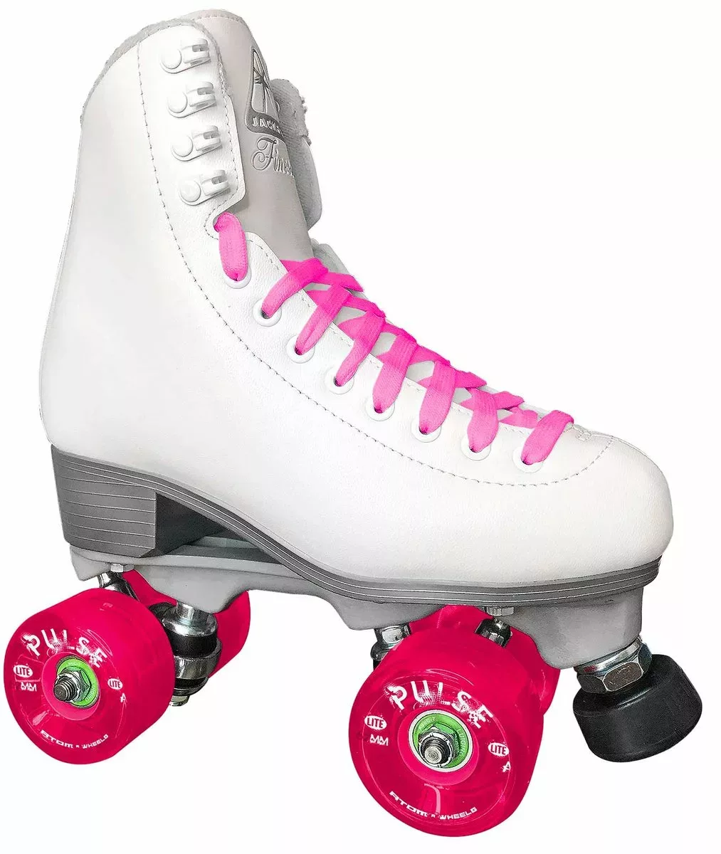 ATOM Jackson Finesse JR1054 Weiße Quad-Rollschuhe – Nylonplatte – Outdoor-Quad-Rollschuhe Quad-Skates für Damen und Mädchen