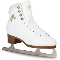 BOTAS Stella white figure skate with plush collar, gold Stella lettering and Nicole blade
