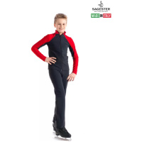 SAGESTER Black with Red Men's Ice Skating Jacket, #254/MEN, Hand-made in Italy
