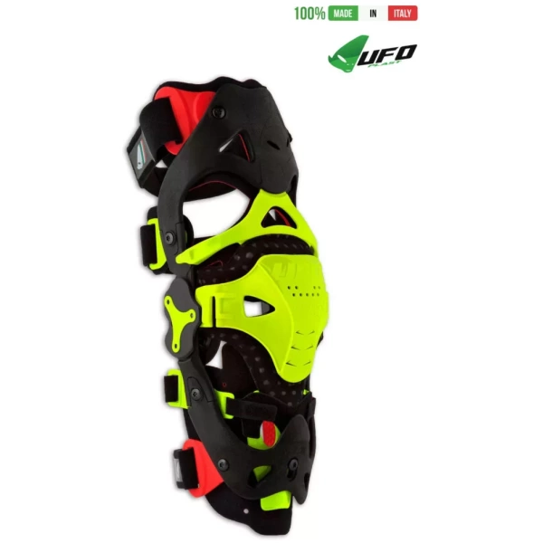 UFO PLAST Made in Italy – Morpho Fit Knee Brace Right Side, Full Knee Protection Guards Kit, Neon Yellow Knee / Shin Protection