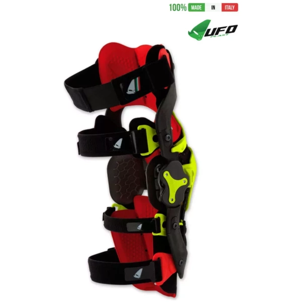 UFO PLAST Made in Italy – Morpho Fit Knee Brace Left Side, Full Knee Protection Guards Kit, Neon Yellow Knee / Shin Protection