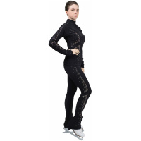 Eiskunstlauf-Outfit Stil P11J11 Schwarzer italienischer Stoff, handgefertigt Eiskunstlaufbekleidung Eiskunstlaufhosen