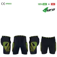 UFO PLAST Made in Italy – Kombat Padded Riding Shorts, Hip and Lateral Protection, Perforated Microshock Material Green Padded Shorts
