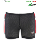 UFO PLAST Made in Italy - Pantalón corto de plástico suave y acolchado para niños, protección de cadera y laterales, negro con rojo