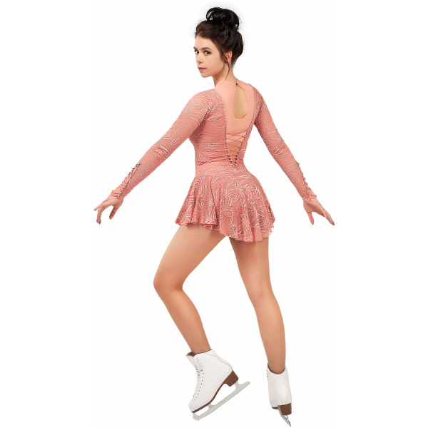 Vestido de patinaje artístico estilo A12 tela italiana rosa, hecho a mano Vestido de patinaje artístico A12