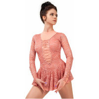 Vestido de patinaje artístico estilo A12 tela italiana rosa, vestido de patinaje artístico A12 hecho a mano