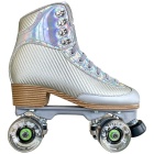 ATOM Jackson Vibe JR1711 Silver Quad Women's Roller Skates - Tan Sole - Nylon Plate - Lime Pulse Lite Wheels