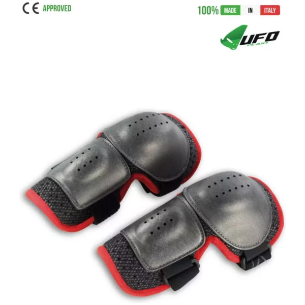 UFO PLAST Made in Italy – Multisport-Ellbogenschützer, Ellenbogenschutzpolster, Weiß oder Schwarz mit Rot Ellenbogen-/Handschutz