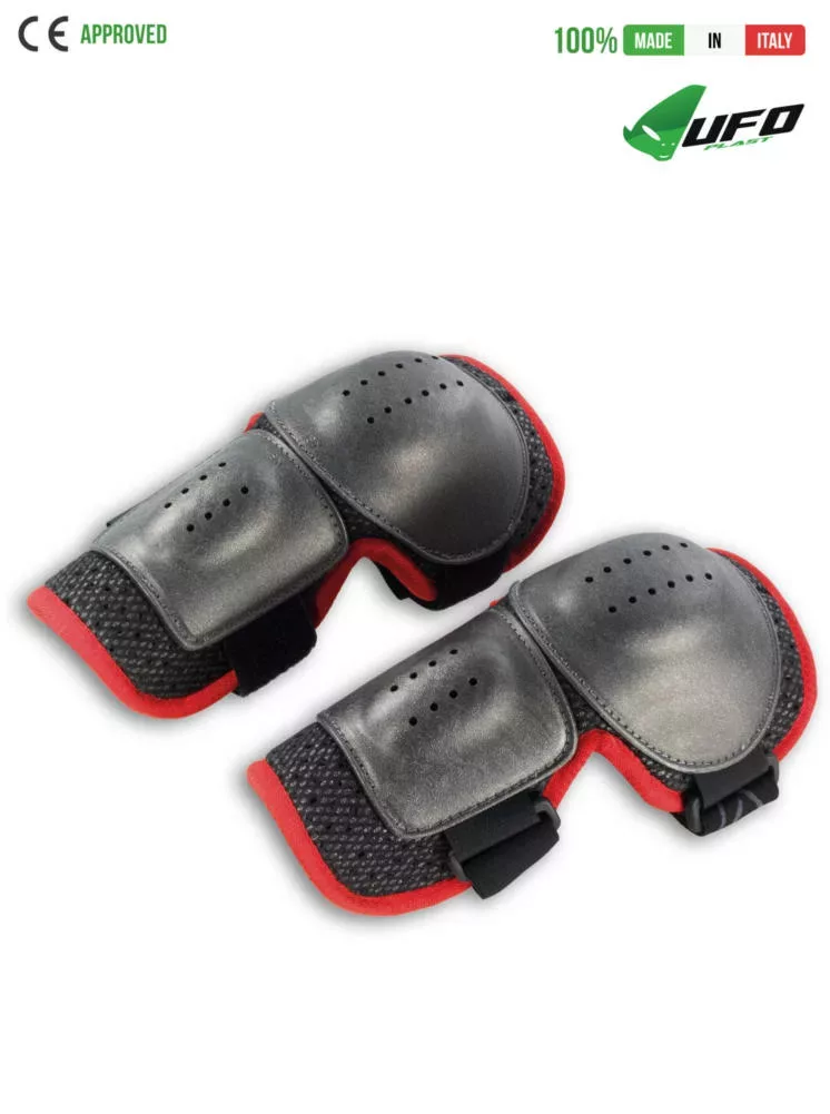 UFO PLAST Made in Italy – Multisport Elbow Guards, Elbow Protection Pads, White or Black with Red Elbow / Hand Protection