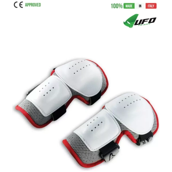 UFO PLAST Made in Italy – Coudières Multisports, Coudières de Protection, Blanc ou Noir avec Rouge Protection des coudes et des mains