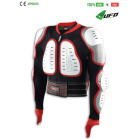 UFO PLAST Made in Italy - Predator - Chaqueta de seguridad, traje blindado completo con protector de espalda, blanco con rojo