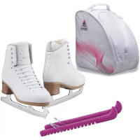 SKATE GURU Jackson Ultima Figure Ice Skates ELLE FS2130 Bundle with Bag and Guards