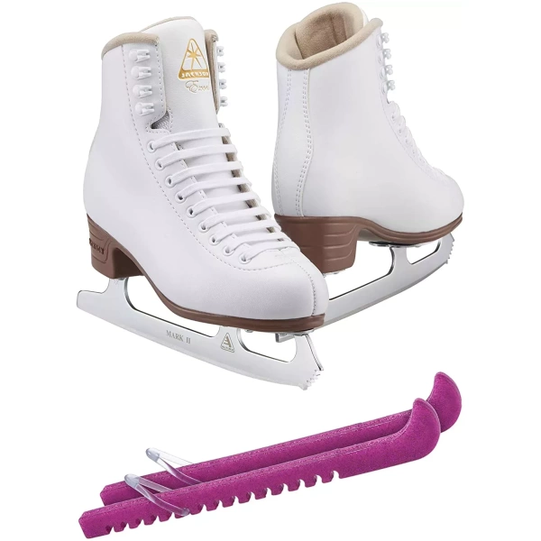 SKATE GURU Jackson Ultima Patins à glace Excel JS1290 Bundle avec protections de patins Guardog Liasses
