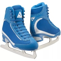 Jackson Softec Vista ST3200 ice skates in navy with a silver heel panel and Ultima Mark I blades