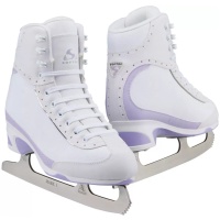Jackson Softec Vista ST3200 ice skates in white with lilac trim and Ultima Mark I blades