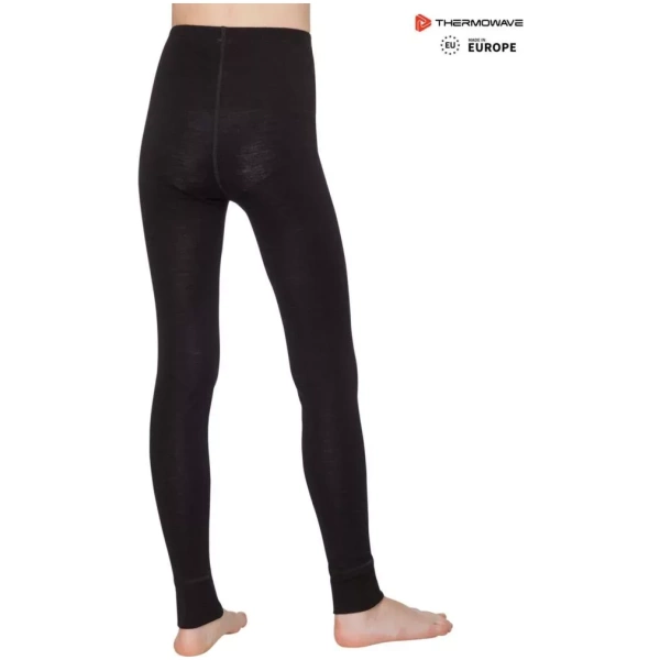 THERMOWAVE – MERINO WARM / Junior Unisex Merino Wool Pants / BLACK Bottoms