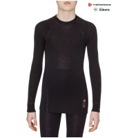 THERMOWAVE – MERINO WARM / Junior Merino Wool Thermal Shirt / BLACK For Kids