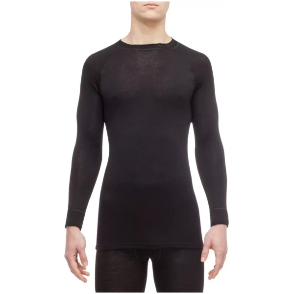 THERMOWAVE – MERINO WARM / Mens 100% Merino Wool Thermal Shirt / BLACK For Men