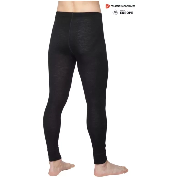 THERMOWAVE – MERINO WARM / Mens 100% Merino Wool Thermal Pants / BLACK Bottoms