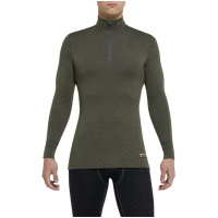 THERMOWAVE - MERINO XTREME / Mens Merino Wool Thermal Shirt / Forest Green with Zip