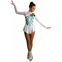 Robe de patinage artistique Style A18 Tissu italien vert blanc, fait main Robes de patinage artistique robe de patinage artistique