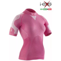 I-EXE Made in Italy - Women's Multizone Short Sleeve Compression Shirt - Color: Pink with White