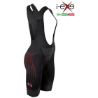 I-EXE Made in Italy - Culotte ciclista de compresión multizona para mujer - Color: negro con rojo
